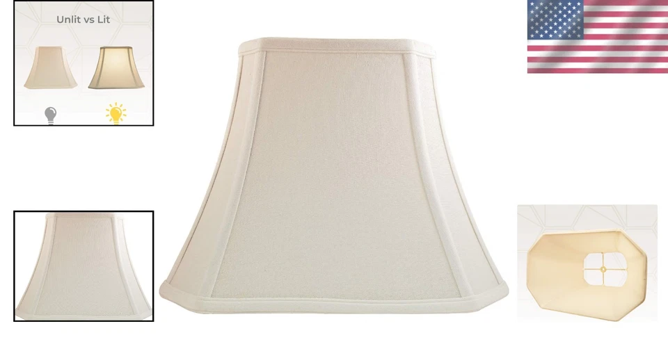 Rectangular Linen White Lamp Shade Spider Fitter - Image 2 of 4