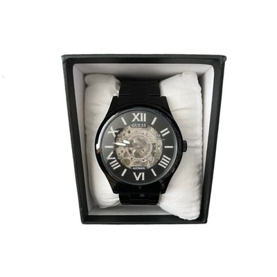 GW0217G3 Guess Round Roman Dial , Black Stainless Steel Analog watch