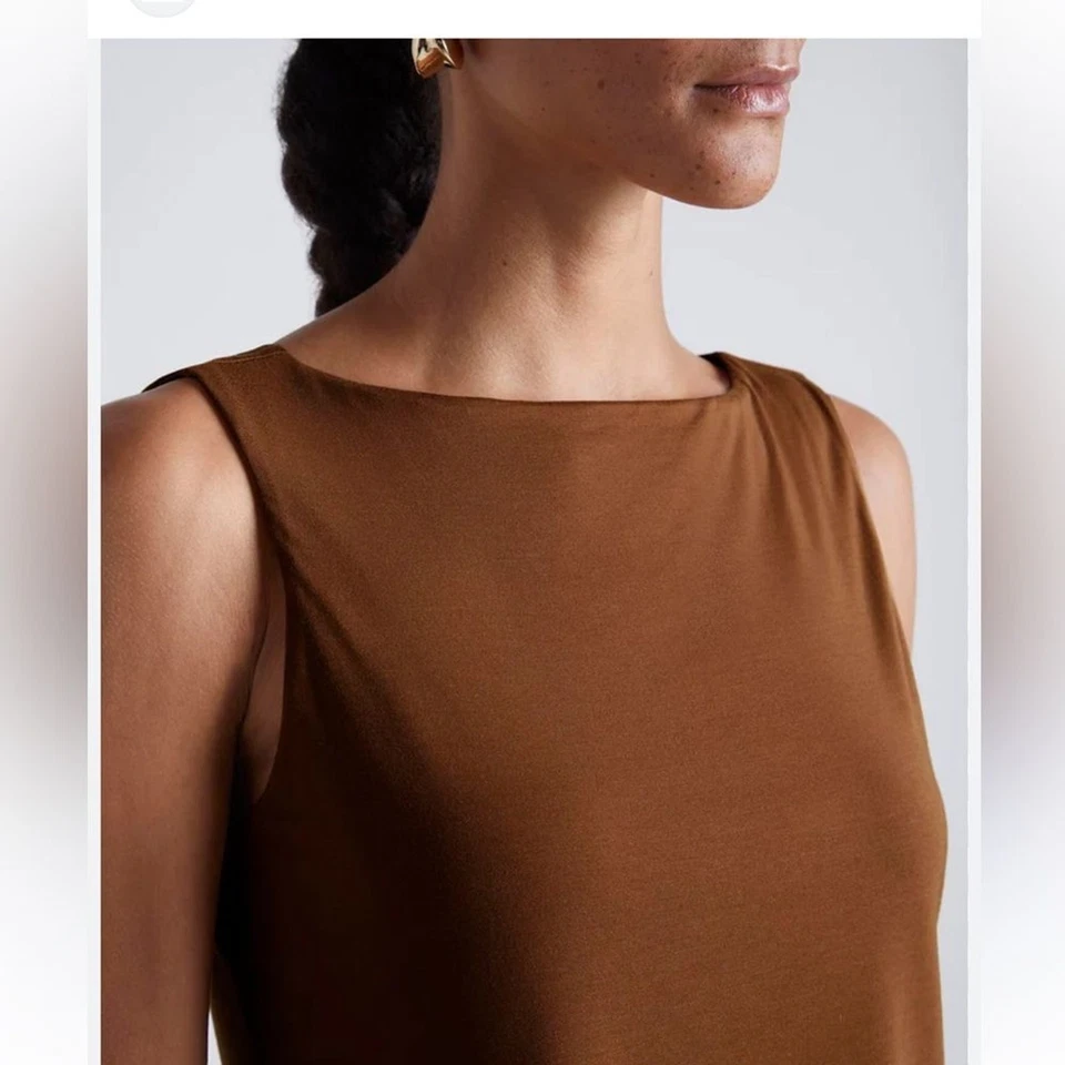 Camiseta sin mangas Kate Young X Splendid elegante marrón seda para mujer talla M Foto 2 de 4