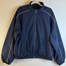 Roundtree Yorke Sport Men's Navy Blue Lined Windbreaker Jacket Size L