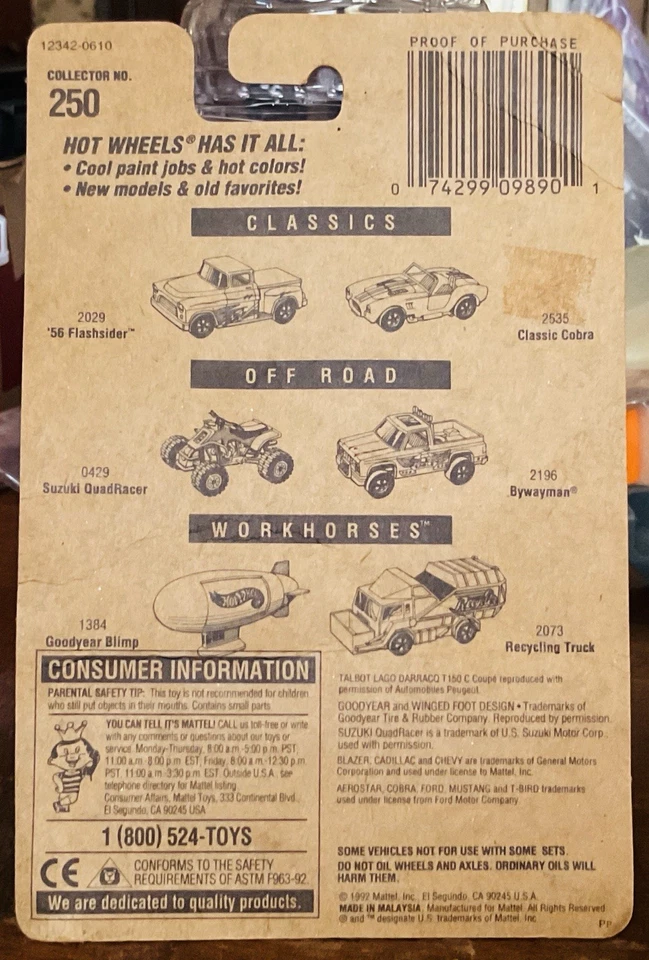 风火轮美泰 #250 Talbot Lago 压铸复古 1992 — 第 3/3 张图片