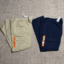 Pair Of NWT The Children  s Place Boys 14 Tan Navy Cargo Pants Slip On Uniform