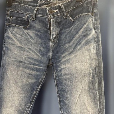 GOSTAR DE FUGA Denim Pants L Blue Straight Leg with Leather Label