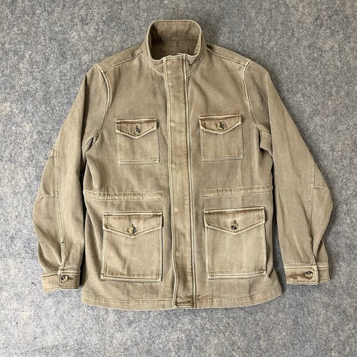 32 Bar Blues Chore Jacket Mens Large Utility Canvas Cotton Brown Snap Button