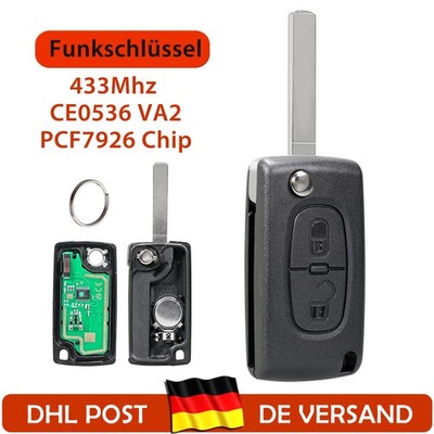 2 Tasten Funk Schlüssel Für Peugeot Partner Expert Citroen C3 DS3 Berlingo Jumpy