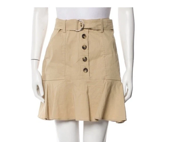 Nine West Women Skirt XS Khaki Button Front Belted Flare Teacher New With Tags - Image 4 of 4