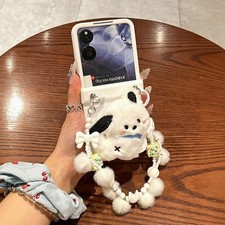 Floppy Dog Case Cover Plush Hinge Cover with Strap for Samsung Z Flip 4/5/6/7