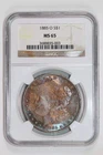 1885-O MORGAN DOLLAR NGC MS65 GORGEOUS END OF ROLL RAINBOW TONING!