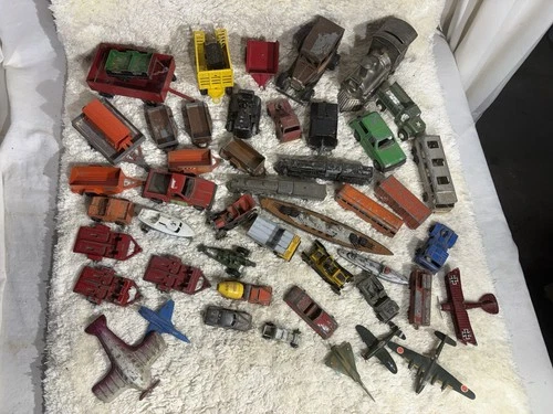 Lot Of 47 Vintage Toy Vehicles Tootsie Tonka Ertle Planes Trains & Automobiles