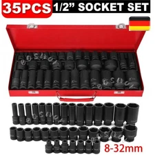 35 Tlg Schlagschrauber Nüsse Sw 8-32 Mm Kraft Steckschlüssel Nuss-Set 1/2 Zoll