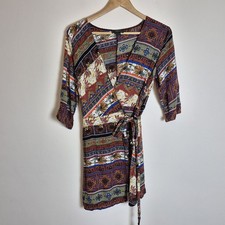 AX Paris 10 Multicoloured Scarf Print Paisley Short Mini Wrap Dress