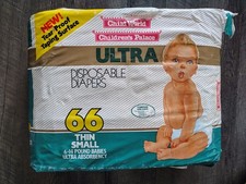 Vintage Plastic Backed Diapers Size Small - 66 CT , Children's World Diapers