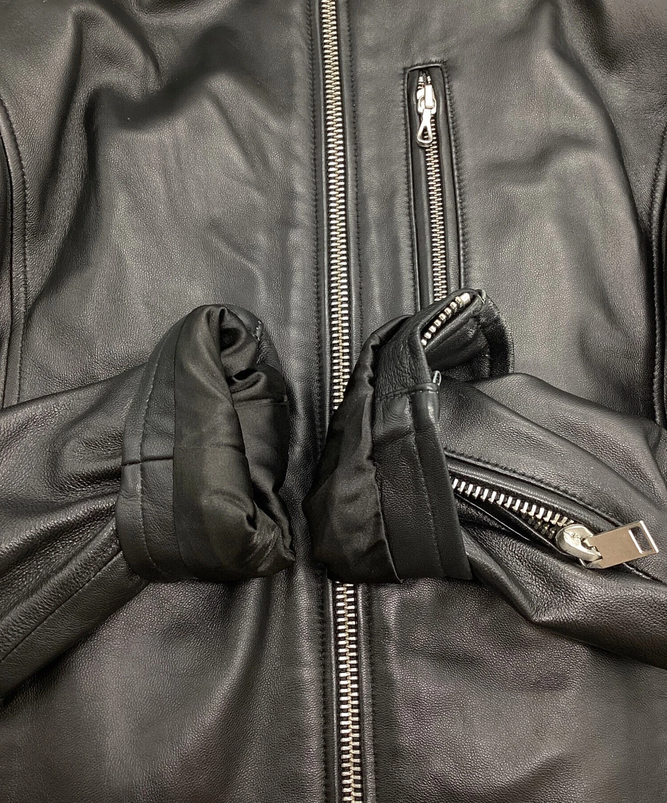 JACKROSE Single Leather Riders Jacket Men's Size 3 Black - product detail image 5