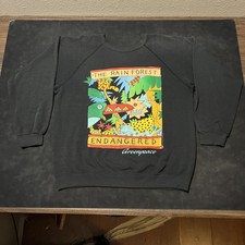 Vintage Greenpeace Sweatshirt Mens Large Rain Forest Endangered Graphic 80s