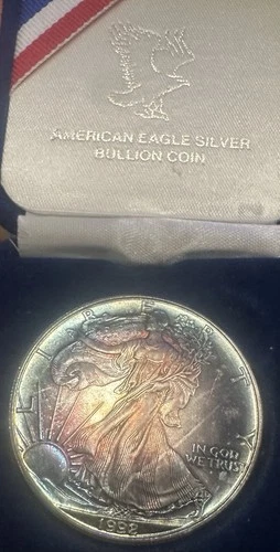 1992 American Eagle Amazing Toning! 1 oz Bulion $1 Silver Coin No Reserve!