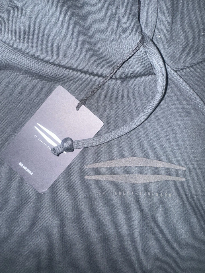 NUEVO CON ETIQUETAS Raro Harley Davidson X Bar and Shield Mujer’s L Recortado Sudadera con Capucha Imán Negro Foto 3 de 3
