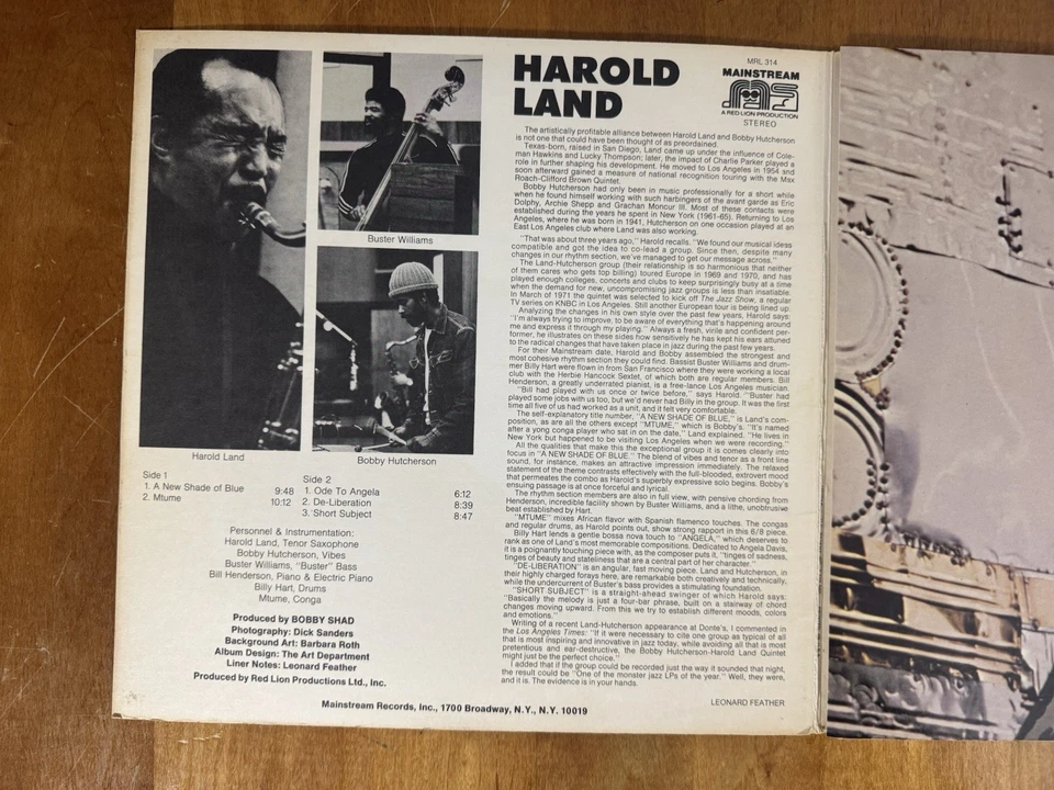 Harold Land LP A New Shade of Blue 1969 Mainstream MRL 314 Bobby Hutcherson NM! - Image 3 of 4