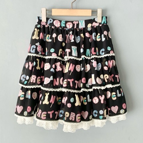Angelic Pretty Frill Mini Skirt Black Candy Logo Lolita Fashion Japan