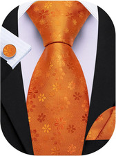 Men Tie Set Floral Paisley Silk Necktie Pocket Square Cufflinks Formal Wedding P