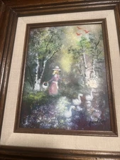 Original Painting Young Girl Enamel on Copper Fine Art signed DAVID KARP