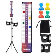 Cornhole Scoreboard with Magnets，Cornhole Score Keeper Tripod with 2 Drink Ho...