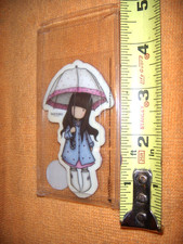 SANTORO RUBBER STAMP GIRL UNDER A UNBRELLA NO CARD- NEW FREE SHIP