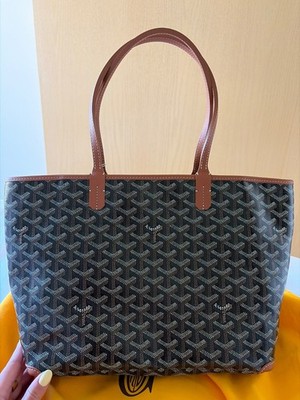 Goyard Artois Tote PM Black/Tan Leather