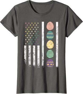 Egg Hunter USA Flag American Easter Bunny Funny Ladies' Crewneck T-Shirt