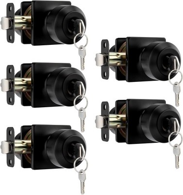 Goldenwarm MS2522 Matte Black Square Keyed Entry Door Knobs 5-Pack For Homes