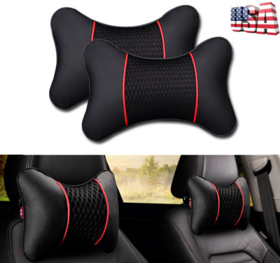 2 Pcs Pu Leather Car Seat Head Neck Rest Cushion Pad Headrest Pillow For All Car