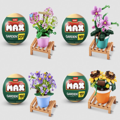 Zuru MAX Premium Building Bricks, Garden Collection: Plant Stand, Pot, Plant