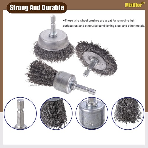 Steel Wire Brush for Drill 8 Pcs Wire Wheel Brush Cup Set Wire Wheel for Dril... - Picture 5 of 6