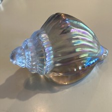 Iridescent Art Glass Conch Seashell Paperweight 4.75  Long