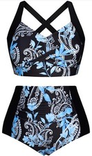 Hanna Nikole Women Plus Size Bikini Set Tummy ControlSwimsuit Crossback Size M
