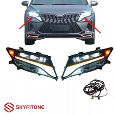 For 2009-2016 Toyota Venza Projector Headlights Headlamp w/ LED DRL Black Pair