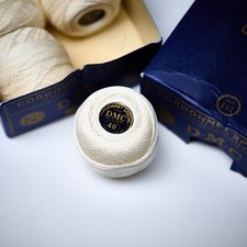 Vintage DMC Cordonnet Special No 40. Crochet Thread. Neige. 10 Balls. New.
