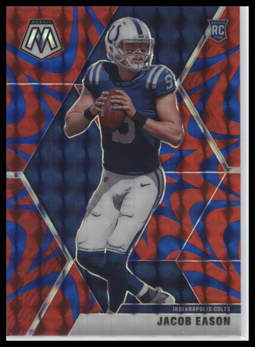 2020 Panini Mosaic #236 Jacob Eason Prizm Reactive Blue
