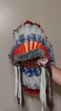 Vintage Native American Indian Feathered Ceremonial Headdress 1980 s 1990s