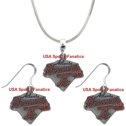 Atlanta Braves Team Diamond Logo Pendant Necklace or Earrings or Set (5