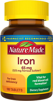 Nature Made Iron 65 mg 325 mg Ferrous Sulfate Tablets for Red Blood Cell Support