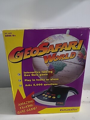 Vintage 1997 GeoSafari World ExploraToy Trivia Electronic Learning Globe # 6490
