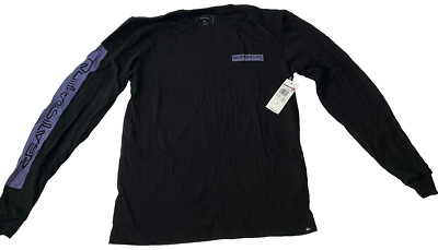 Quiksilver Long Sleeve T Shirt Mens Size S Regular Fit Black Coastal Phenomena
