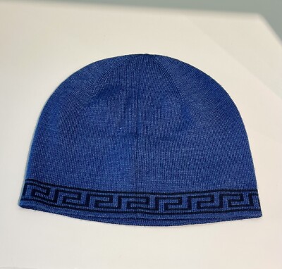 Versace Greek pattern beanie hat Versace Greek Key & Medusa Knit Hat | eBay main image 2