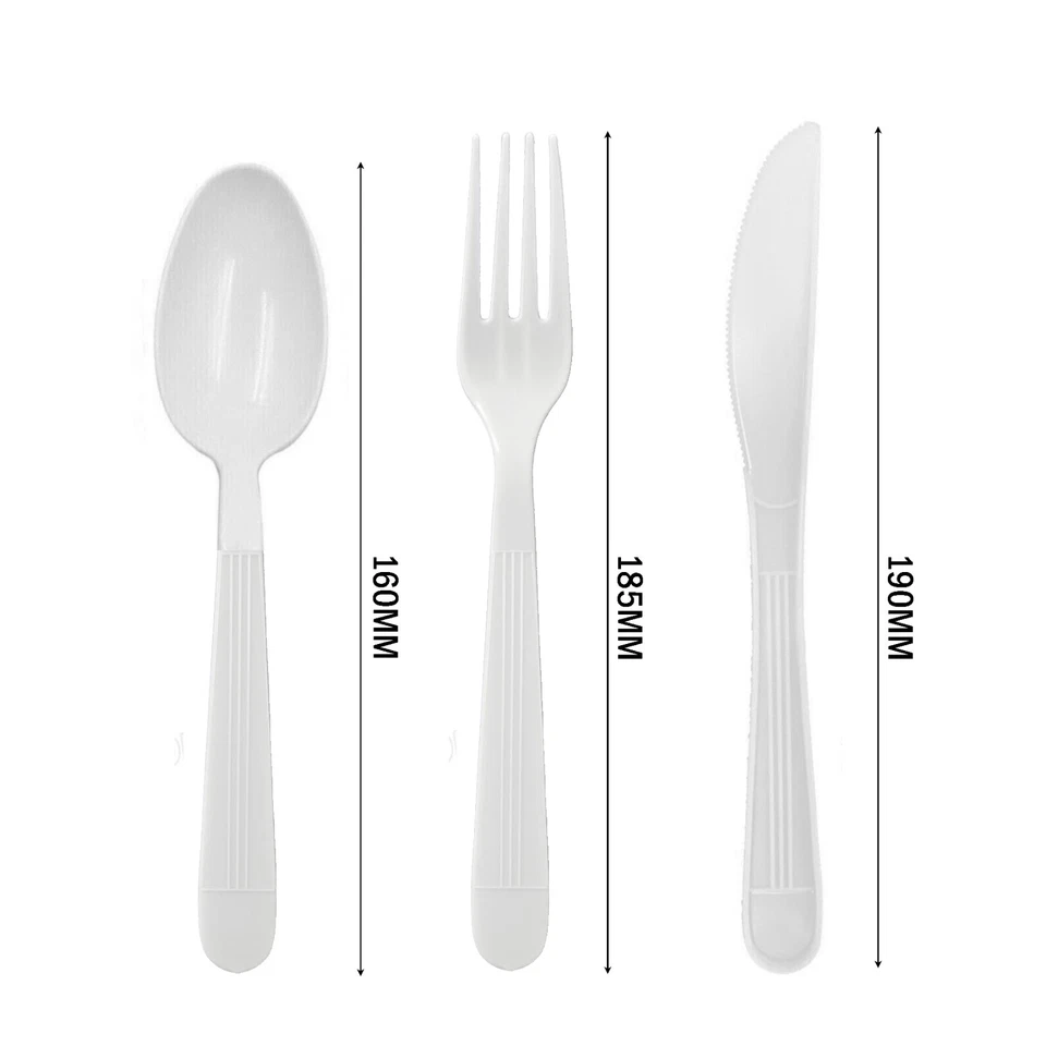 Heavy Duty Reusable Plastic Spoons Forks Knives White Cutlery Party Catering AU - image 4 of 4