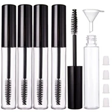 4Pack 10ml Empty Mascara Tube with Brush Wand Refillable Eyelash Cream Container