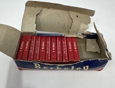 Vintage Dealer Display of Berkeley Double Edge Razor Blades w/Original Box 5pc