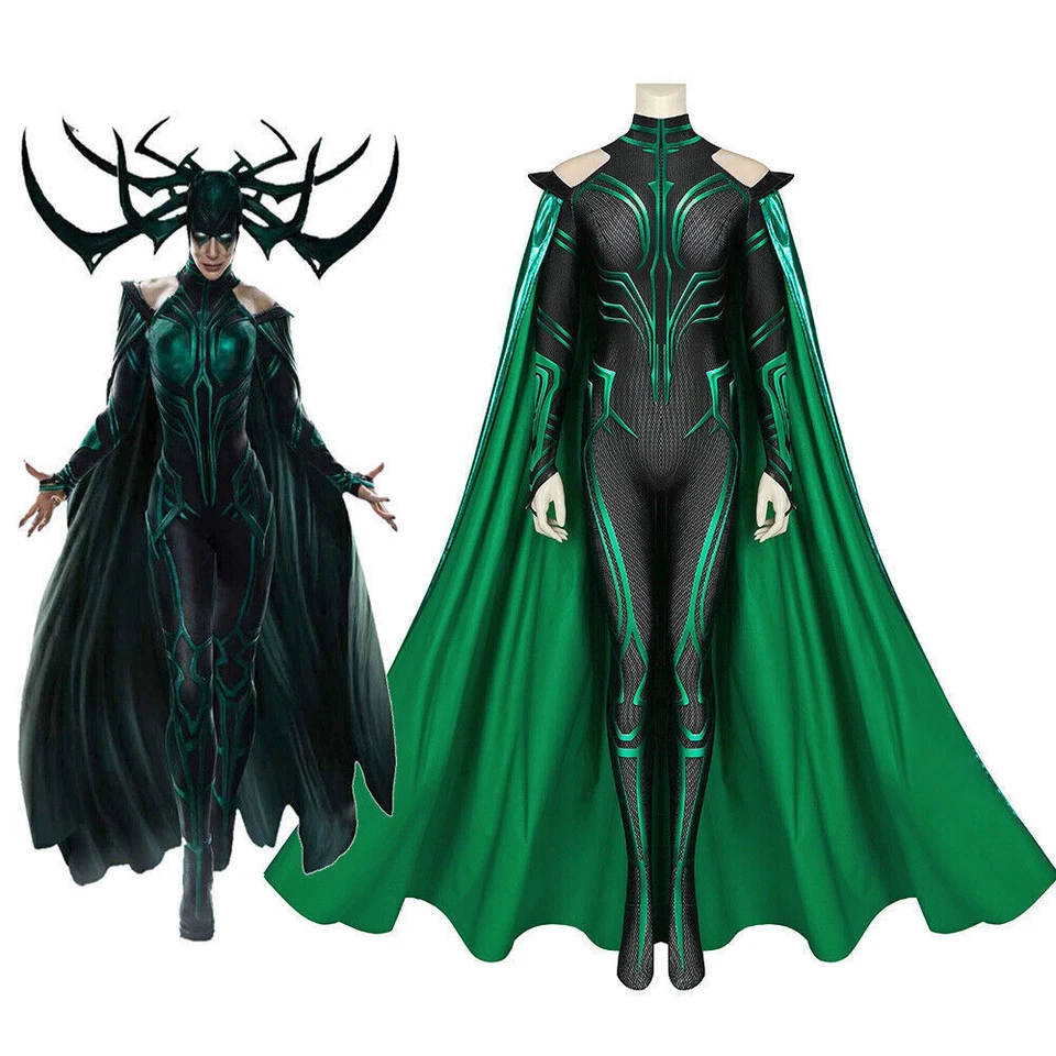 Thor 3 Ragnarok Remolque Hela Disfraz Juegos con disfraces Zentai Mono Capa Traje Completo Foto 2 de 4