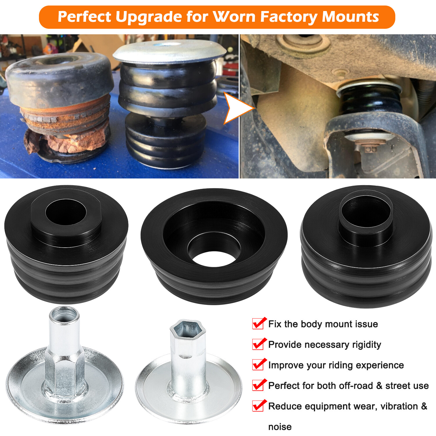 KF04060BK Body Mount Bushing Kit for Ford Super Duty F250 F350 2008-2016 2WD 4WD