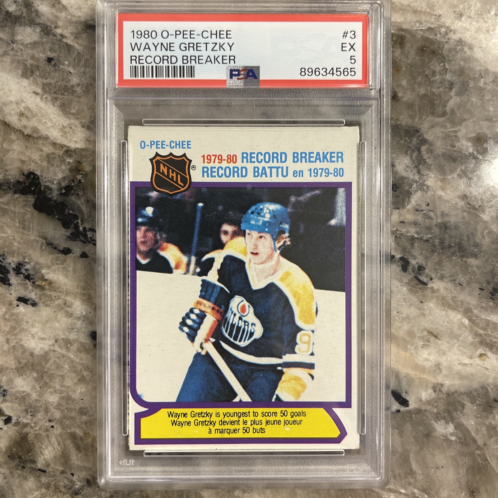 1980-81 O-Pee-Chee 1979-80 Record Breaker Wayne Gretzky #3 PSA 5 HOF New Slab