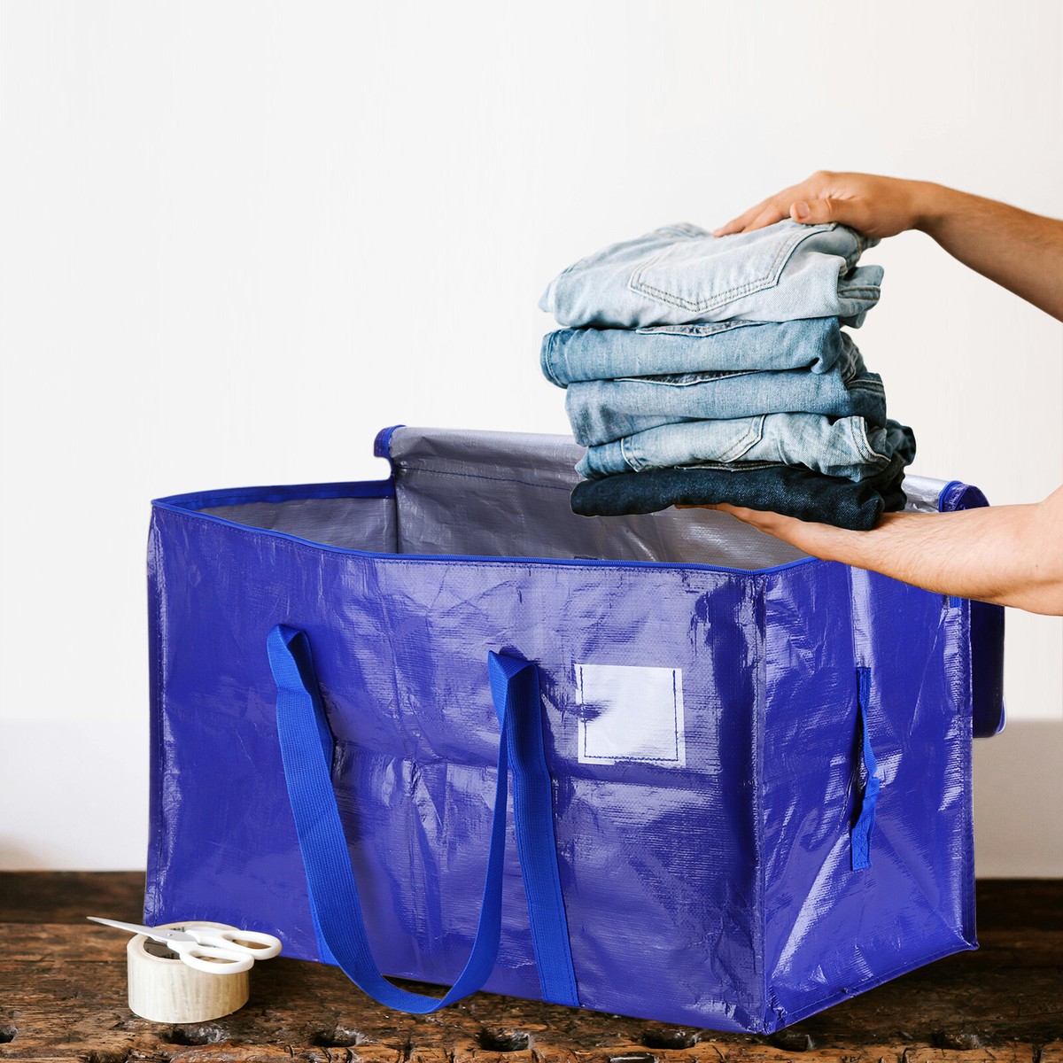 TAILINK 8 Umzugstaschen Mit Rucksackgurten - Robuste Blaue Transporttaschen 73,7x35,6x33cm